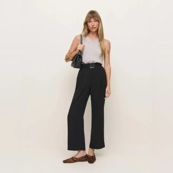 Reformation 'Alex' Black Linen Linen Pant Size 8 Petite 100% Linen - Picture 1 of 10